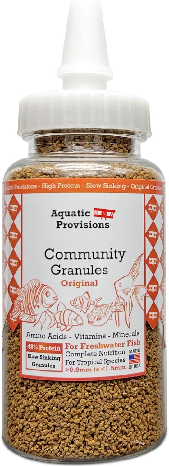 High-Protein Aquatic Provisions Community Fish Food Granules 3.17 oz Slow Sinking