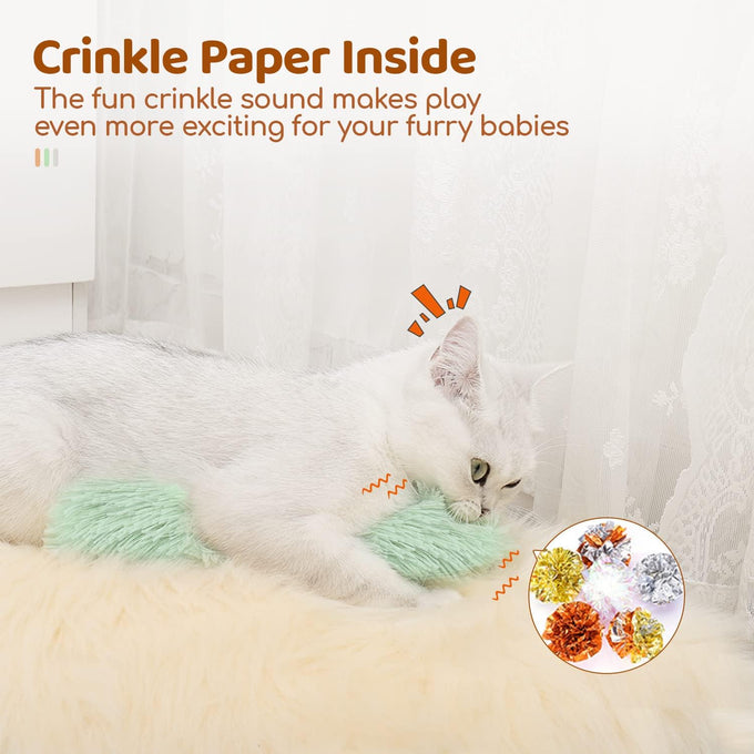 Potaroma Cat Toys 3-Pack Soft Plush Crinkle Sound Catnip Pillows Interactive Kitten Kickers