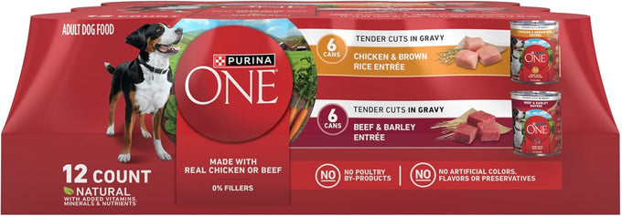 Purina ONE Tender Cuts Wet Dog Food Variety Pack, 12 ct