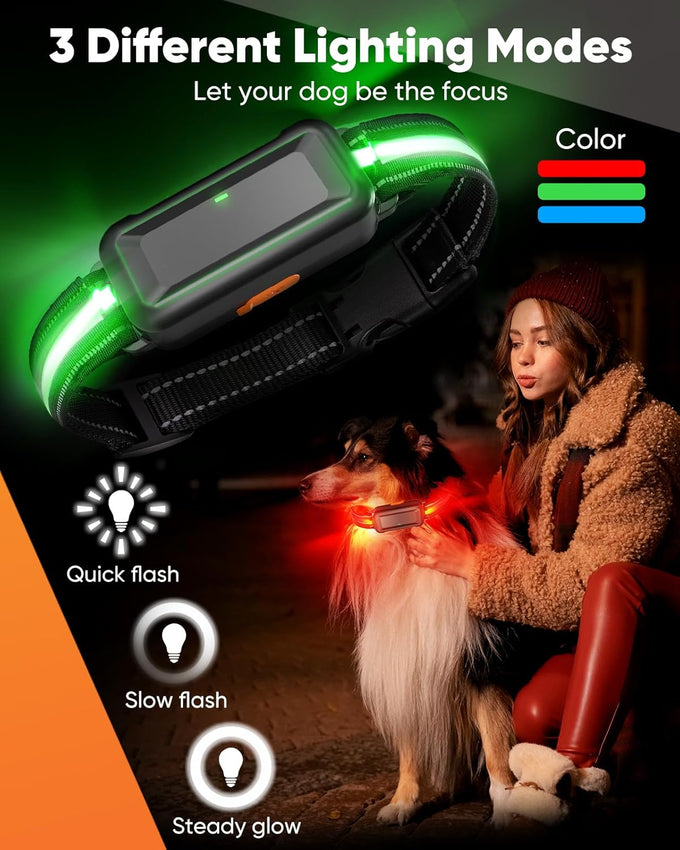 Dog Shock Collar with Remote - 3300ft Range, LED Lights, Waterproof, Adjustable Strap, Rechargeable, for Small to Large Dogs (14-25in, Black)