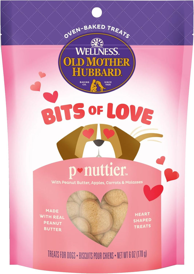 Old Mother Hubbard Natural Peanut Butter Flavor Dog Biscuits, 6 oz Bag, Valentine's Day Seasonal Treats