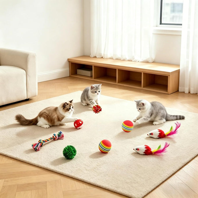 46 PCS cat toys for indoor cats kittens exercise, colorful spring toys crinkle mouse ball mint catnip gift