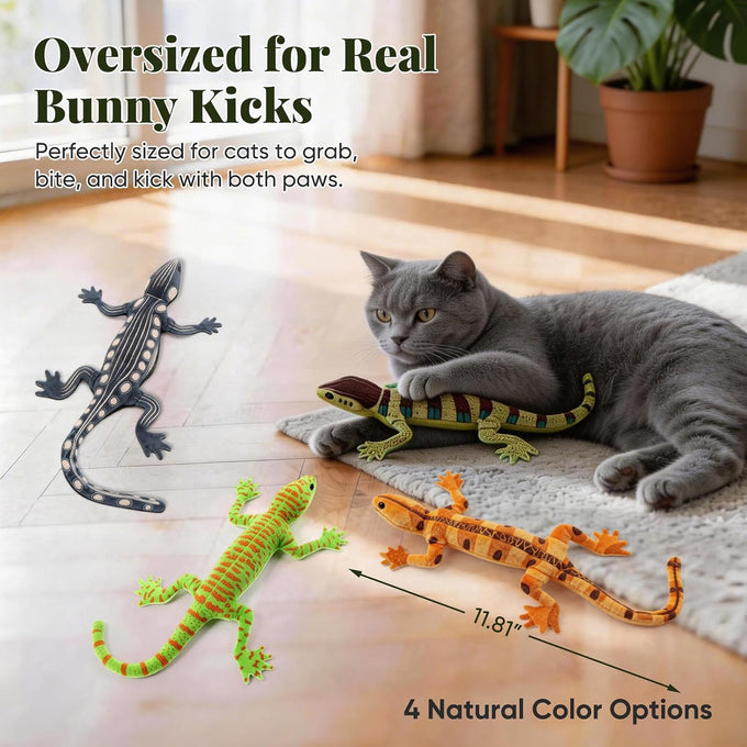 CiyvoLyeen Lizard Catnip Toys Soft Durable Plush for Indoor Cats Boredom Relief Teeth Cleaning Interactive Set of 4