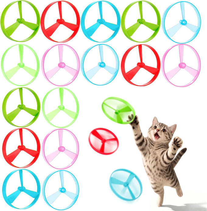 Baborui Yellow Cat Toy Disc Launcher Rechargeable Interactive Fetch Toy for Indoor Cats with 8 Flying Discs