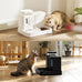 zomisia automatic cat feeder and water dispenser set with 180 degree rotatable for small dogs and cats black 0.8 gallon x 2