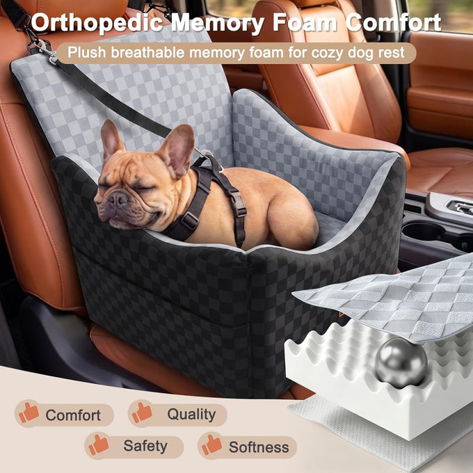joejoy elevated dog car seat for small medium dogs up to 35 lbs with memory foam booster seat grey