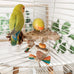 Parrot wooden toys with natural corn sticks and pine cones, fun bird cage accessories for parakeets and similar birds