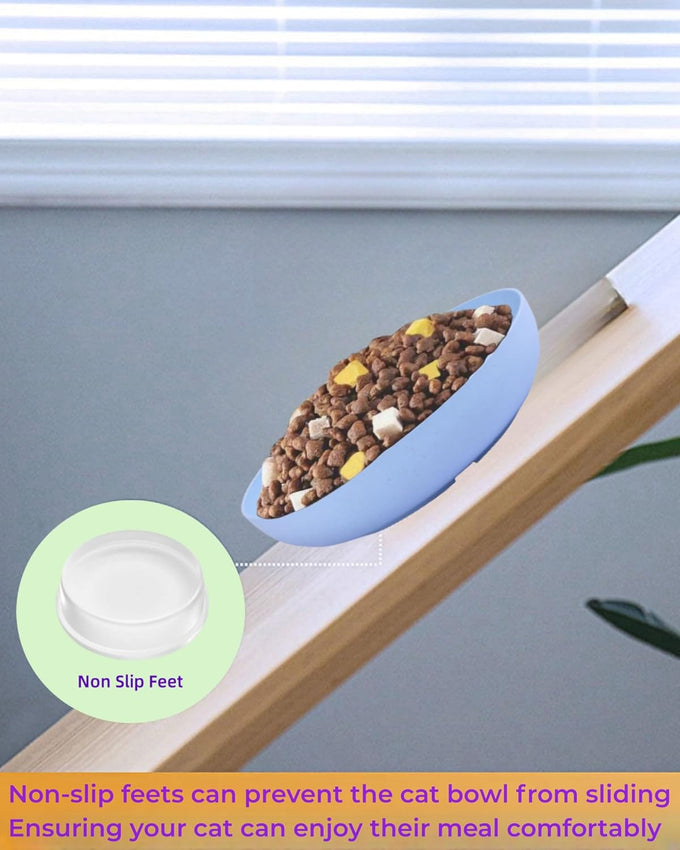 6-pack cat food bowls with non-slip feet, shallow relief, 5.5" wide, bpa-free, dishwasher safe