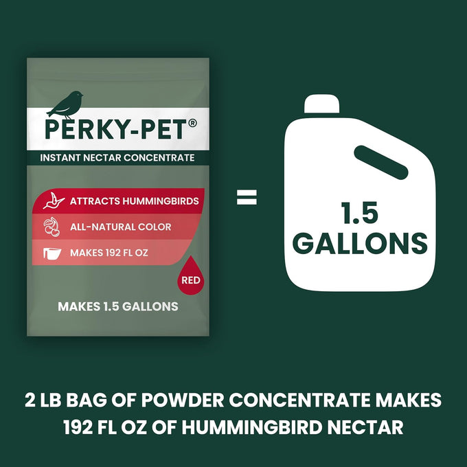 Perky-Pet 2 lb Hummingbird Instant Nectar Powder Concentrate - Makes 192 oz Liquid Food - 100% Sucrose