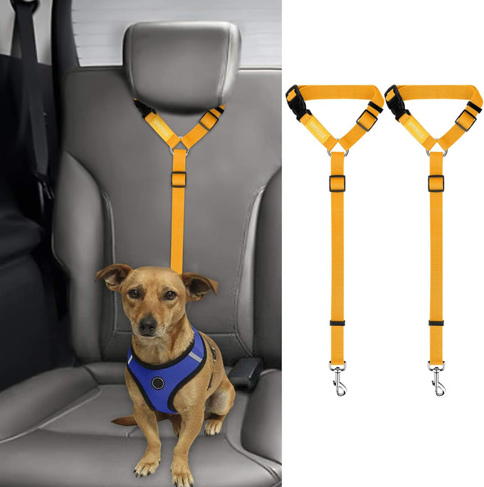 Bwogue 2-packs adjustable nylon dog cat car headrest restraint safety seat belt strap harness