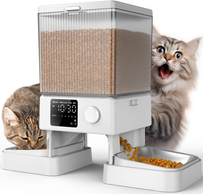 oneisall Automatic Cat Feeder for 2 Cats with 20 Cups/5L Capacity and Timed Feeding