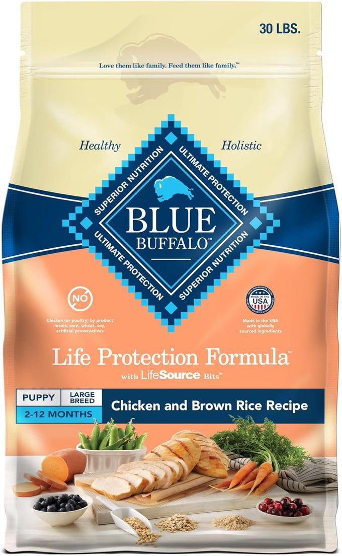 Blue Buffalo Large Breed Puppy Dry Dog Food, Chicken & Brown Rice, 30lb