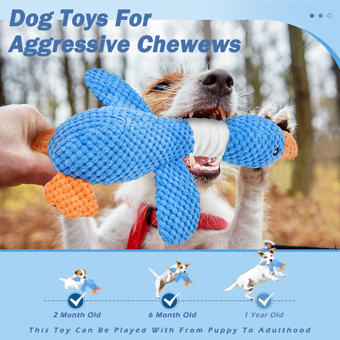 Vitscan upgraded goose indestructible dog toys for aggressive chewers, small to large breeds, crinkle squeaky plush toys
