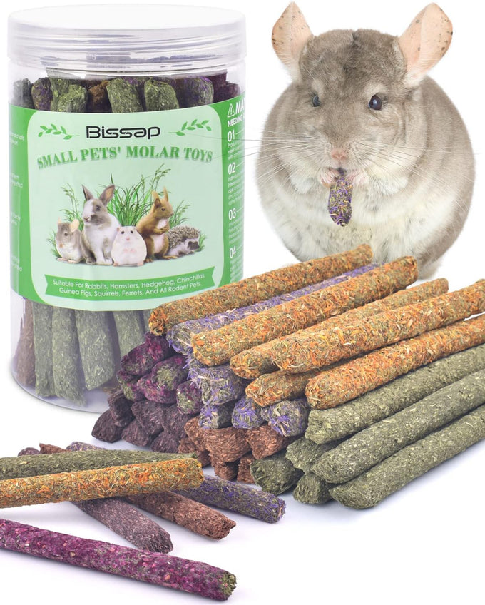 Bissap 36PCS natural timothy hay oat carrot bunny chew toys and treats for rabbits bunnies chinchillas guinea pigs hamsters and small animals