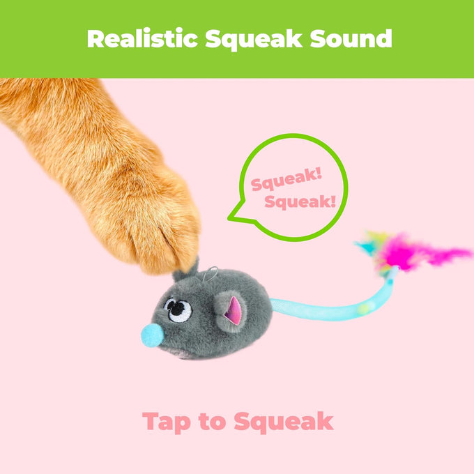 Best Pet Supplies Catify Interactive Cat Toys Set with North American Catnip and Squeaky Mice - Beige and Gray