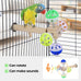 Parakeet bird toy with rotating balls, ideal for small birds, natural wood, durable surface, non-slip, 7.85 inches long