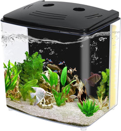 AQUANEAT 1.2 Gallon Small Rectangular Betta Fish Tank Starter Kit with LED Light and Water Filter Pump