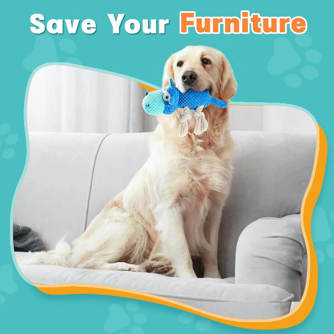 Tooptate blue medium dog toys for aggressive chewers, squeaky plush interactive toys for large dogs