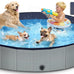 Foldable Gray Kiddie Pool with Hard Plastic Non-Slip Thickened Bottom for Small Medium Large Dogs and Kids