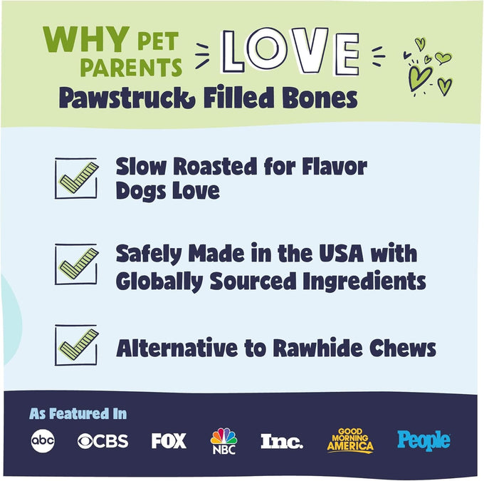 Pawstruck large 5-6’ filled dog bones variety pack - peanut butter, cheese & bacon, beef flavors - made in usa for aggressive chewers