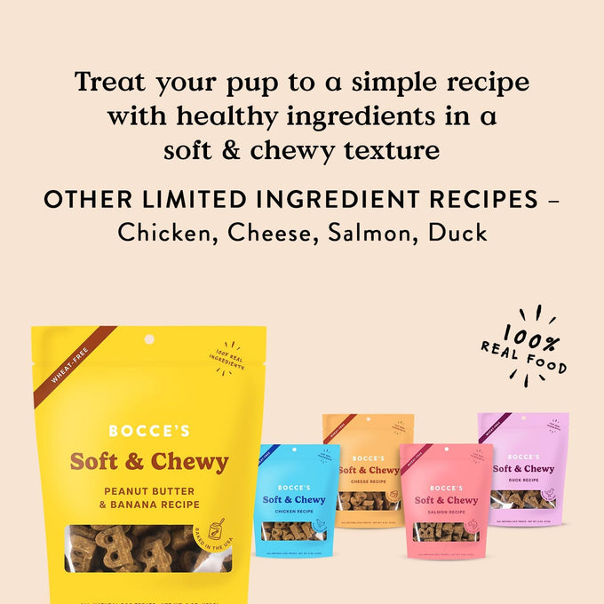 Wheat-free peanut butter and banana dog treats baked in USA with 9 natural ingredients