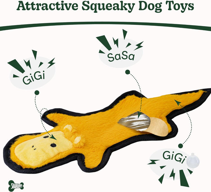 sharlovy no stuffing crinkle squeaky dog toys for aggressive chewers durable plush for small medium large breed