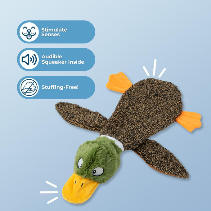 1Wild Duck, Small Squeaky Dog Toy with Soft Durable Fabric for Small Pets Interactive Toy for Indoor Play