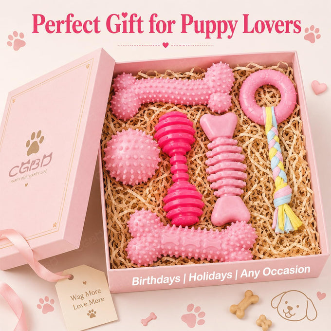 6 pack cute pink small dog toys for puppies, upgraded soft durable chew toys for small dogs