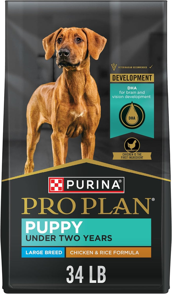 Purina Pro Plan Large Breed Puppy Dry Food, Chicken & Rice - 34 lb