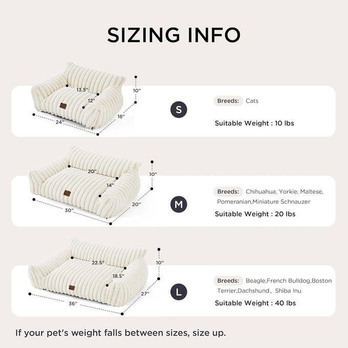 Bedsure 24inch ComfyFleece Cute Cat Couch for Indoor Cats, Cream, Removable Washable Cover and Supportive Pet Sofa