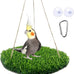 flidrunest large bird foraging mat toys natural bird grass hammock swing toy with hooks climbing perch hanging toy for parakeets and parrots
