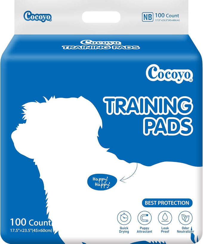 COCYO 30-count dog training pads with super absorbent technology for puppy potty training, leak-proof protection, and odor control