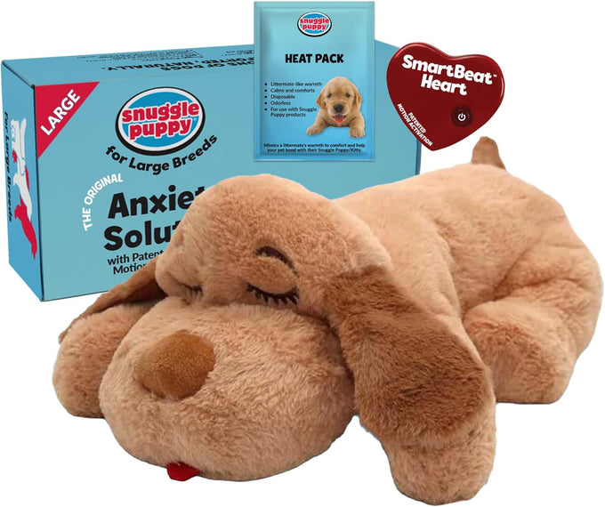 Snuggle Puppy original heartbeat toy biscuit with real-feel pulse & heat pack for puppy anxiety & crate training