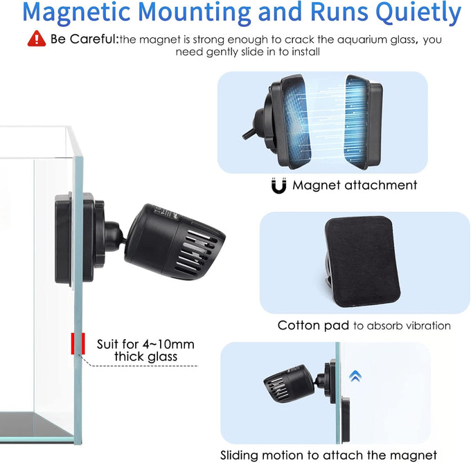 hygger mini wave maker for 15-40 gallon aquarium with magnetic mount 530 gph