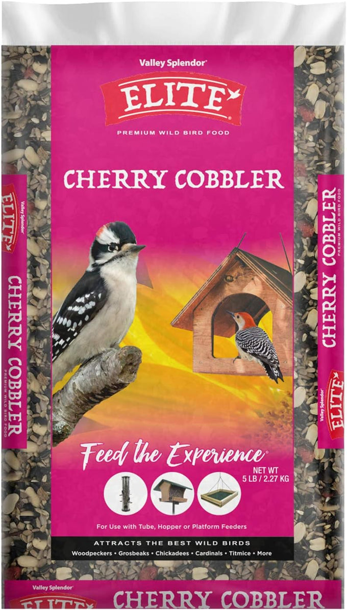 Cherry Cobbler Premium Bird Feed Blend with Sunflower Kernels, Peanuts, and Safflower Seeds for Attracting Multiple Bird Species