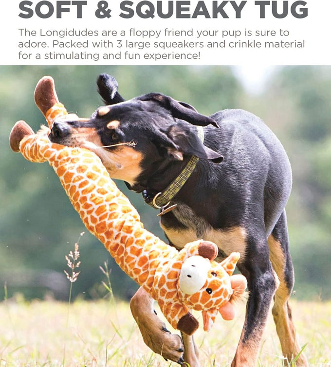 outward hound giraffe longidues squeaky plush dog tug toy 29 inch ultra-long durable k9 tuff guard