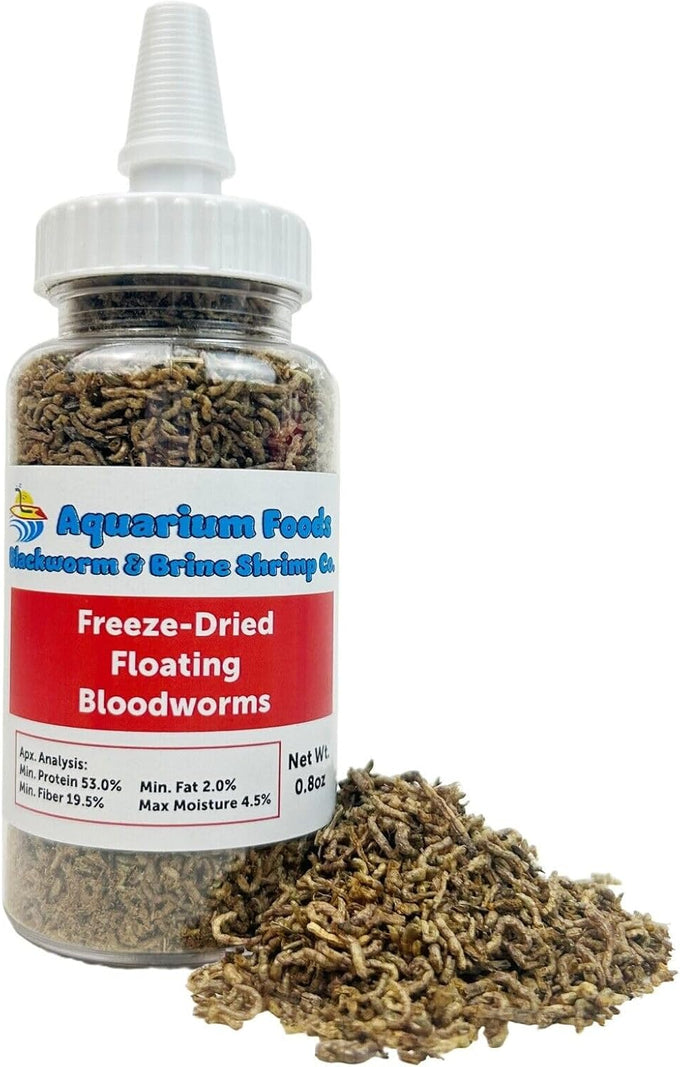 Grade A Freeze-Dried Bloodworms for Freshwater Fish, Marine Corals, and Baby Pond Fish in a 0.5oz Squeeze Bottle