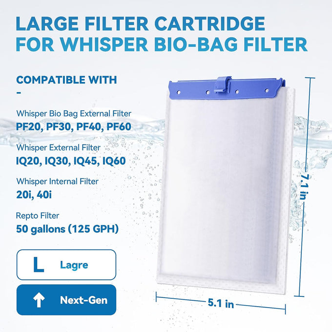 Tetra Whisper Bio-Bag Filter Cartridges Large, 6-in-1 16-Pack for 20-60 Gallon Aquariums, Low-Dust Install