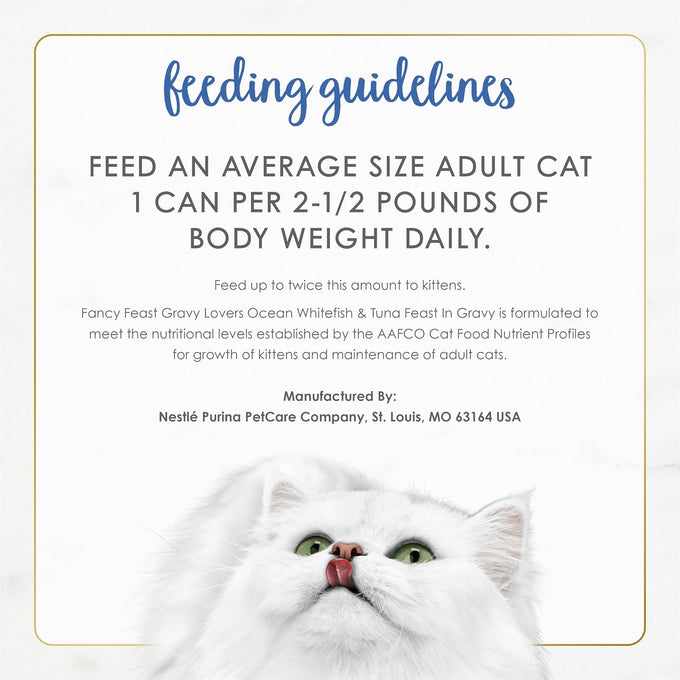 Purina Fancy Feast Gravy Lovers Ocean Whitefish and Tuna Feast Grilled Gourmet Cat Food in Wet Cat Food Gravy - (Pack of 24) 3 oz. Cans