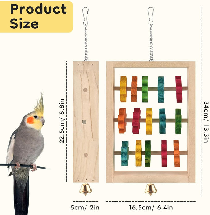 dbness 2pcs natural wooden hanging parrot chew toys for parakeets, cockatiels, macaws, african grey