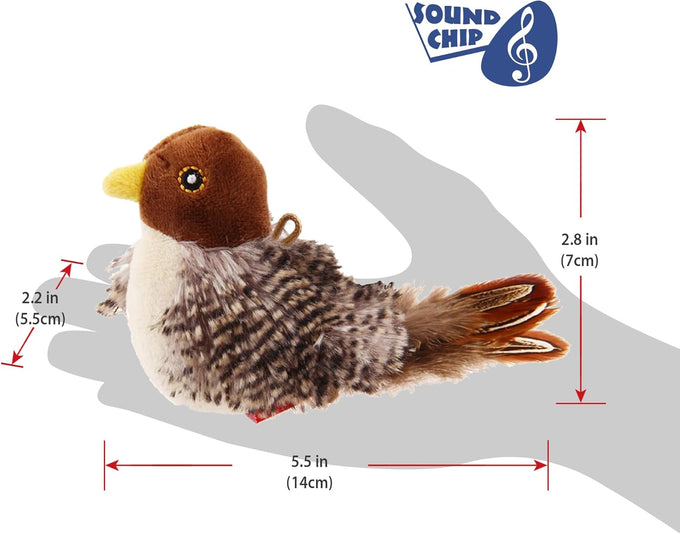 GiGwi Squeaky Bird Cat Toy with Feather Tail, Melody Chaser Play for Boredom, Realistic Bird Design