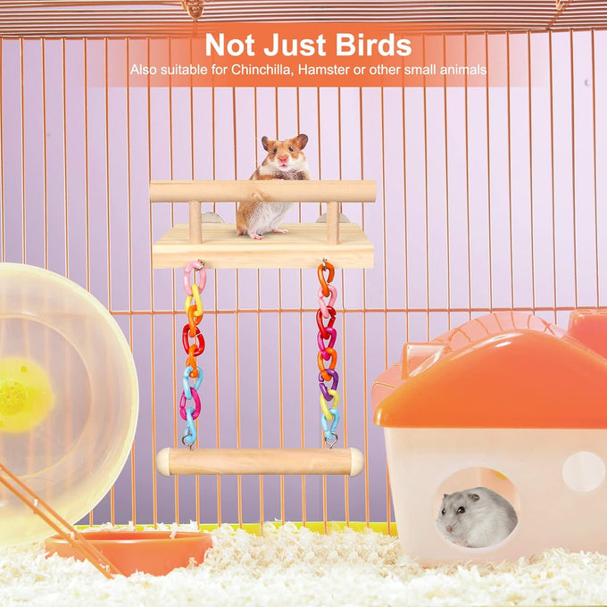 frgkbtm bird perch cage toy wooden platform play gym for parrots, green cheeks, lovebirds, chinchillas, hamsters, budgies