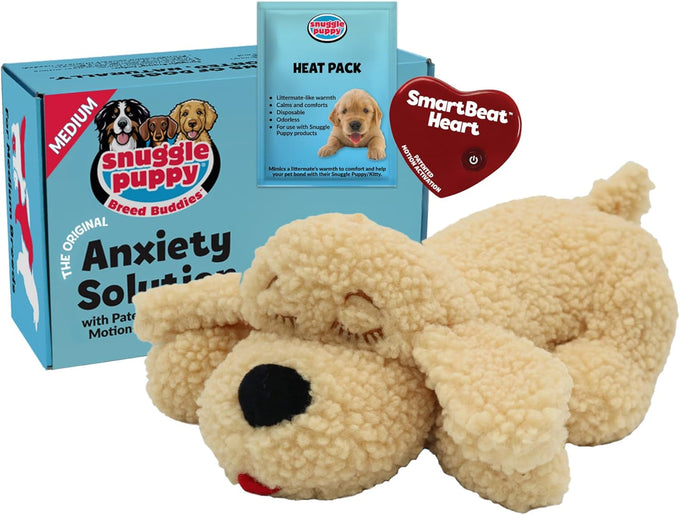 Snuggle Puppy original heartbeat toy biscuit with real-feel pulse & heat pack for puppy anxiety & crate training