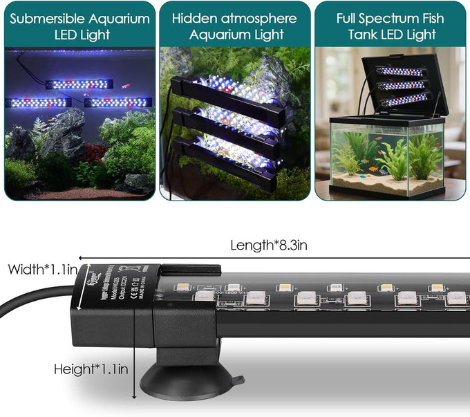 hygger 24/7 Full Spectrum Aquarium LED Light with Synchronized Control, Adjustable Timer, Brightness, and Colors, 3-Row Beads, IP68 Waterproof