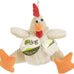 goDog Checkers Fat Rooster Squeaky Plush Dog Toy with Chew Guard Technology - White, Large Model, Soft and Durable Design