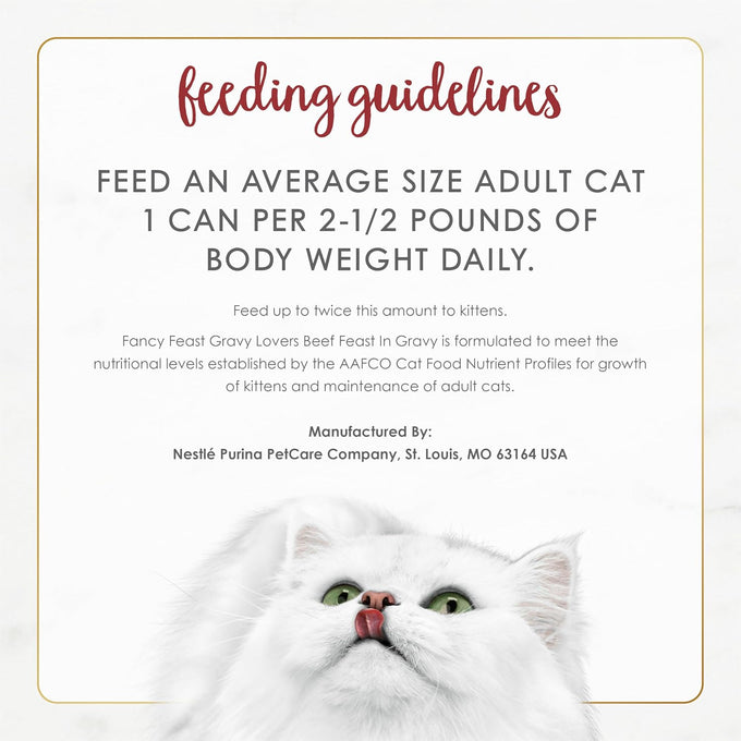 Purina Fancy Feast Gravy Lovers Beef Feast Grilled Gourmet Cat Food in Wet Cat Food Gravy - (Pack of 24) 3 oz. Cans