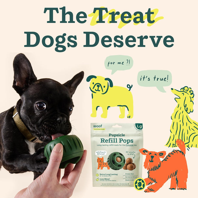 woof pupsicle chicken refill pops, wholesome dog treats for dogs 25-75 lbs, 7 count