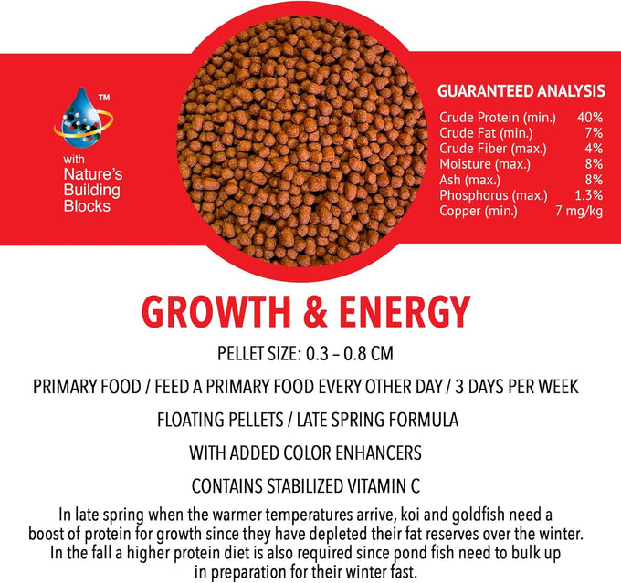 Microbe-Lift High Growth and Energy Fish Food Pellets for Ponds, Water Gardens, and Fountains, 5.25 lbs, Safe for Goldfish and Koi