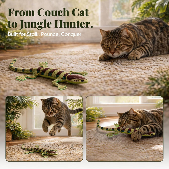 CiyvoLyeen Lizard Catnip Toys Soft Durable Plush for Indoor Cats Boredom Relief Teeth Cleaning Interactive Set of 4
