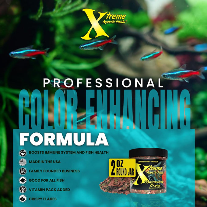 Xtreme Community Crave Flake - 60% Spirulina & 40% Krill for Vibrant Colors, Immune Support & Digestive Health - Fish Nutrition